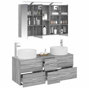 Sada koupelnového nábytku 4 pcs Šedý Sonoma - obrázek 3