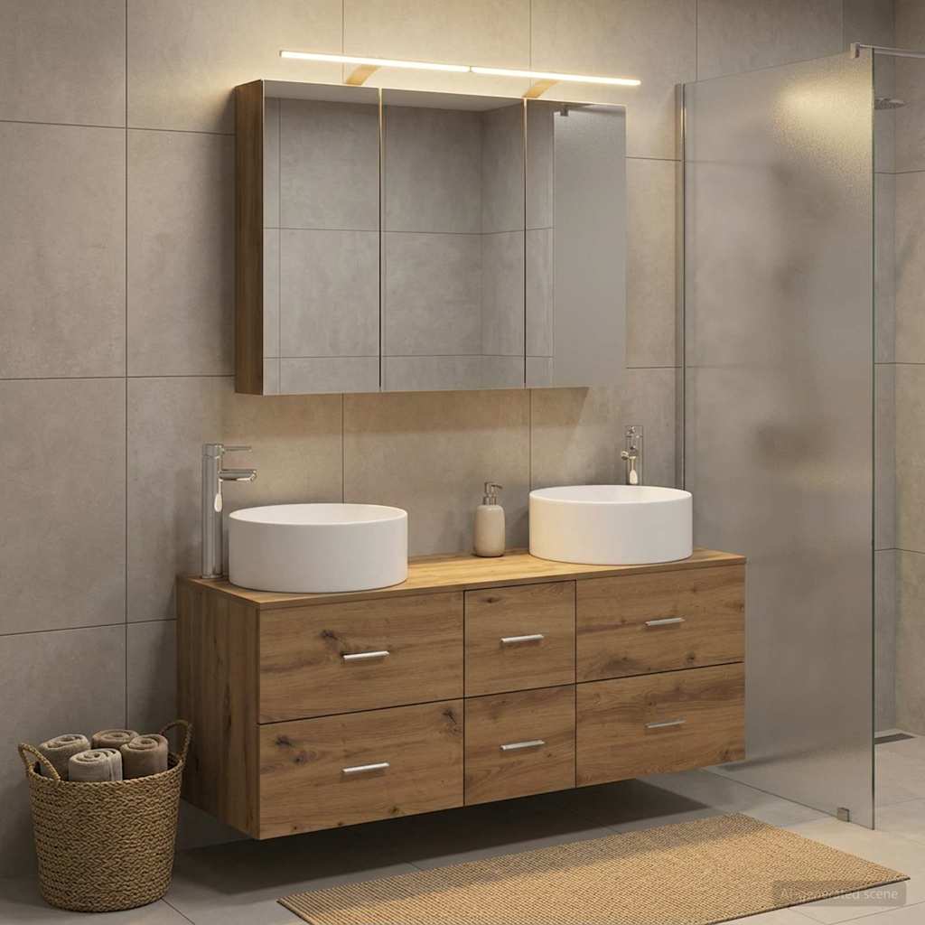 Vannitoa mööbleset 4 pcs Artisan tamm Tehispuit ja klaas