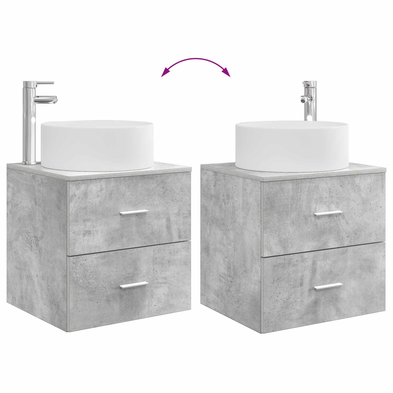 Badrumsmöbelset 4 pcs Betonggrå Konstruerat trä och glas