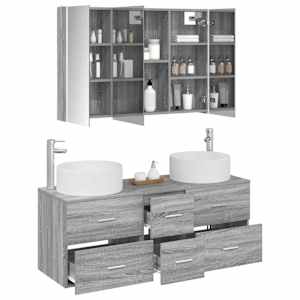 Sada koupelnového nábytku 4 pcs Šedý Sonoma - obrázek 3