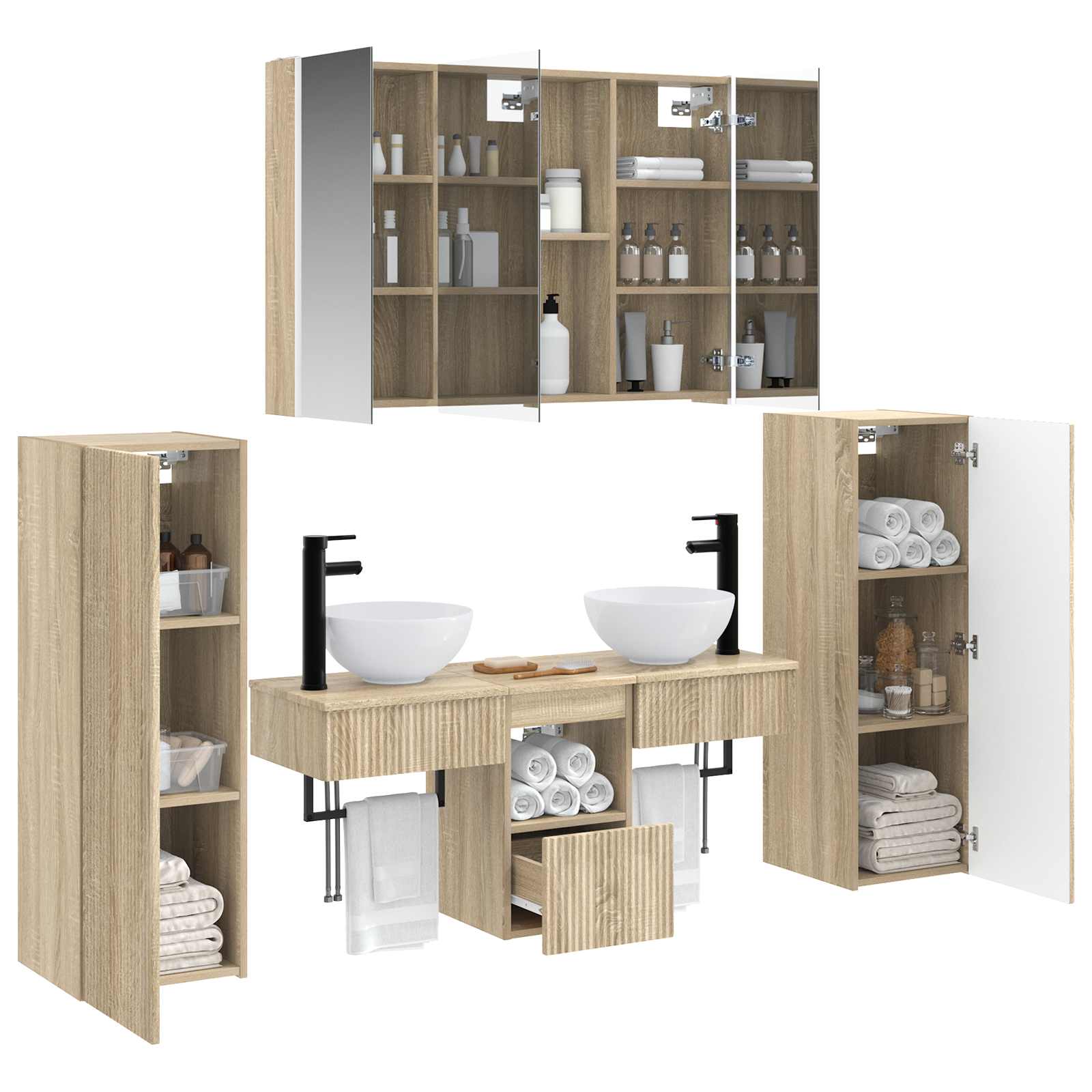 Komplet pohištva za kopalnico 6 pcs Sonoma hrast - slika 3