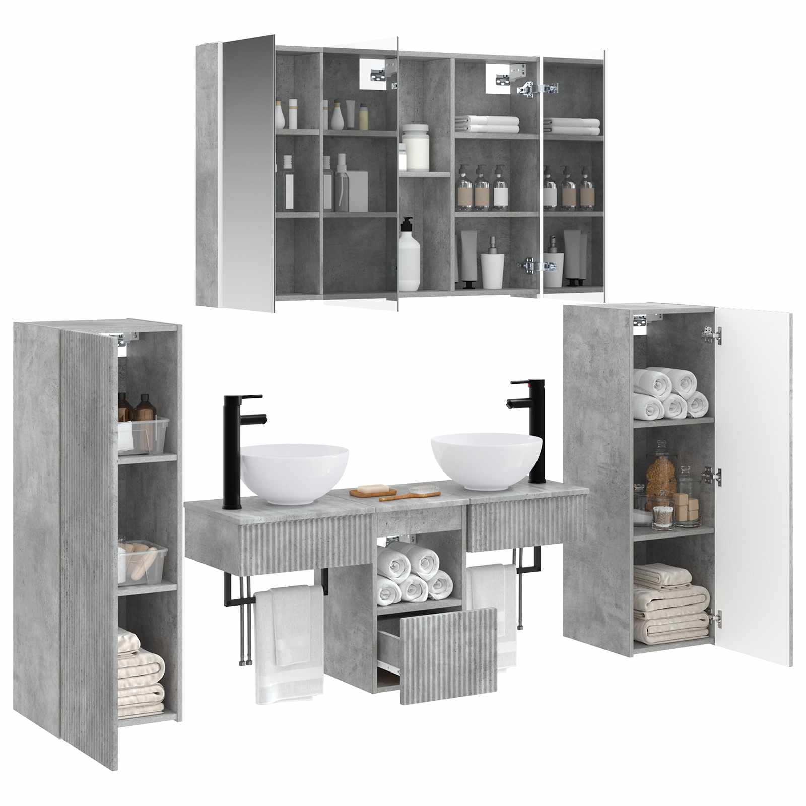 Komplet pohištva za kopalnico 6 pcs Betonsko siva - slika 3
