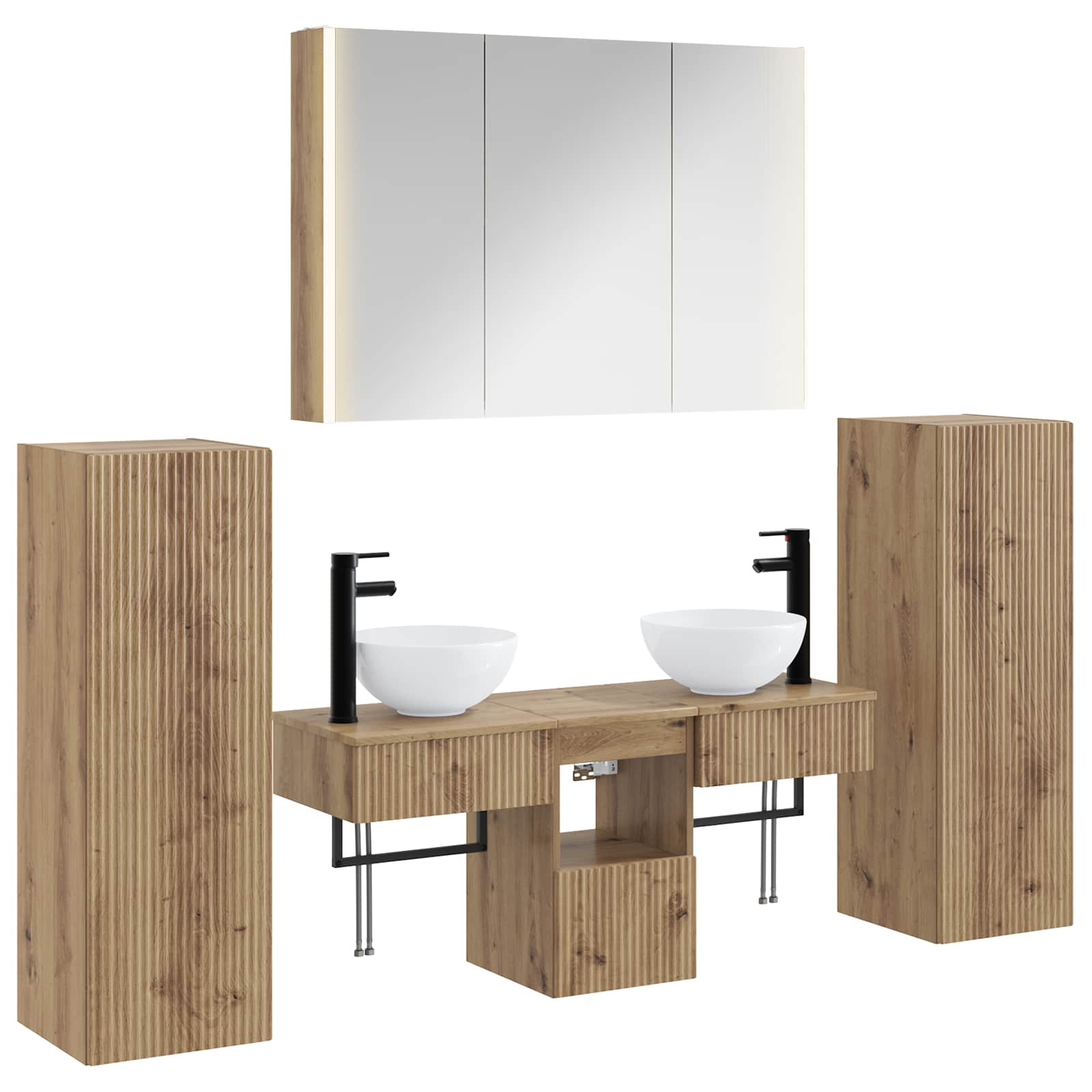 Vannitoa mööbleset 6 pcs Artisan tamm Tehispuit ja klaas