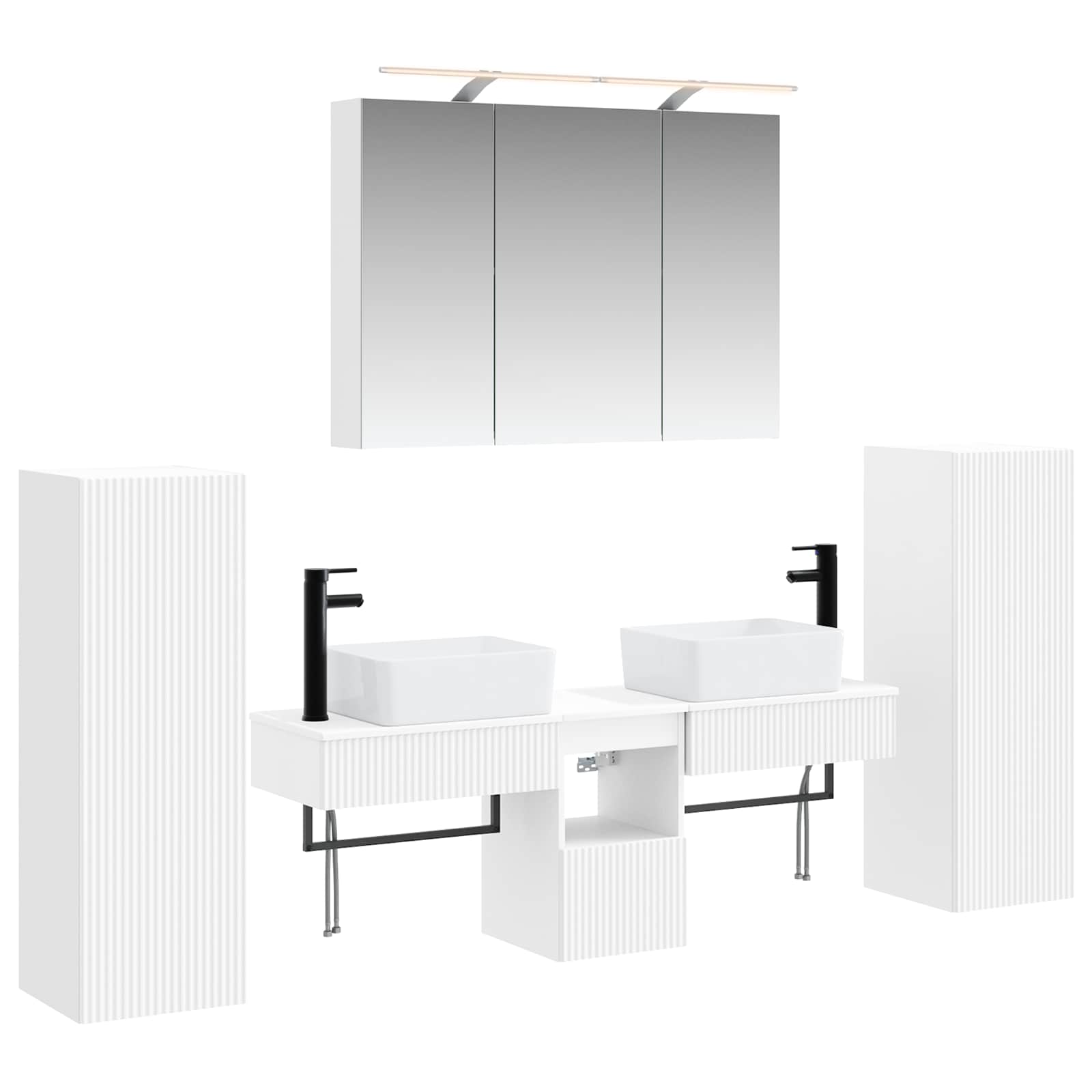 Komplet pohištva za kopalnico 6 pcs Bela - slika 2