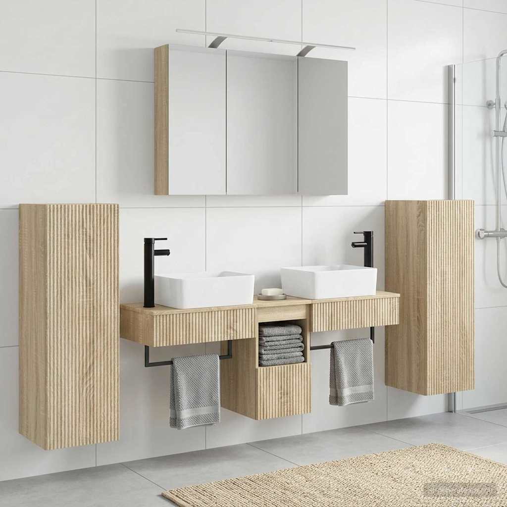 Komplet pohištva za kopalnico 6 pcs Sonoma hrast - slika 4