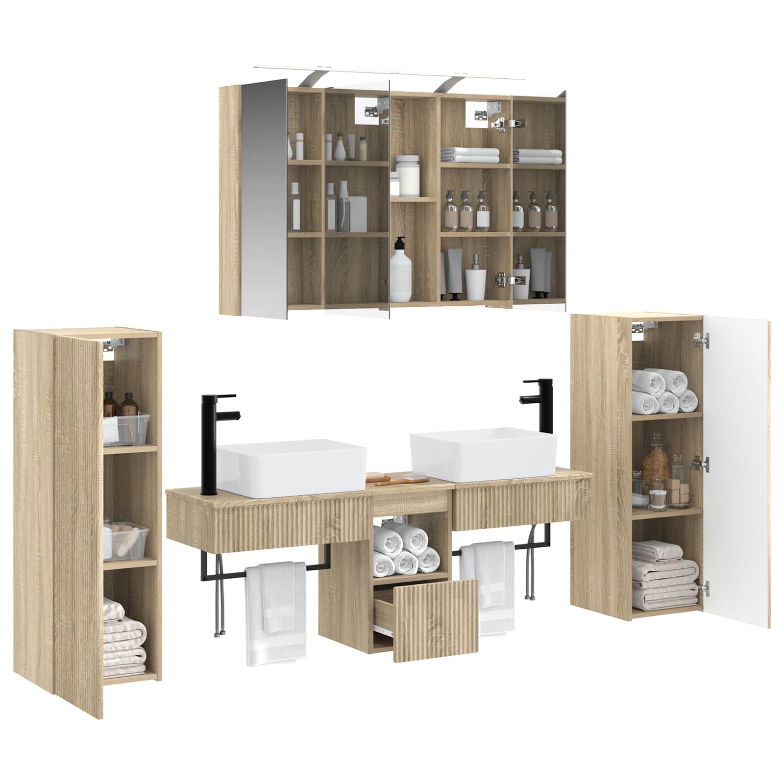 Komplet pohištva za kopalnico 6 pcs Sonoma hrast - slika 3