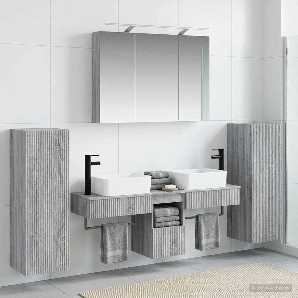 Komplet pohištva za kopalnico 6 pcs Siva Sonoma