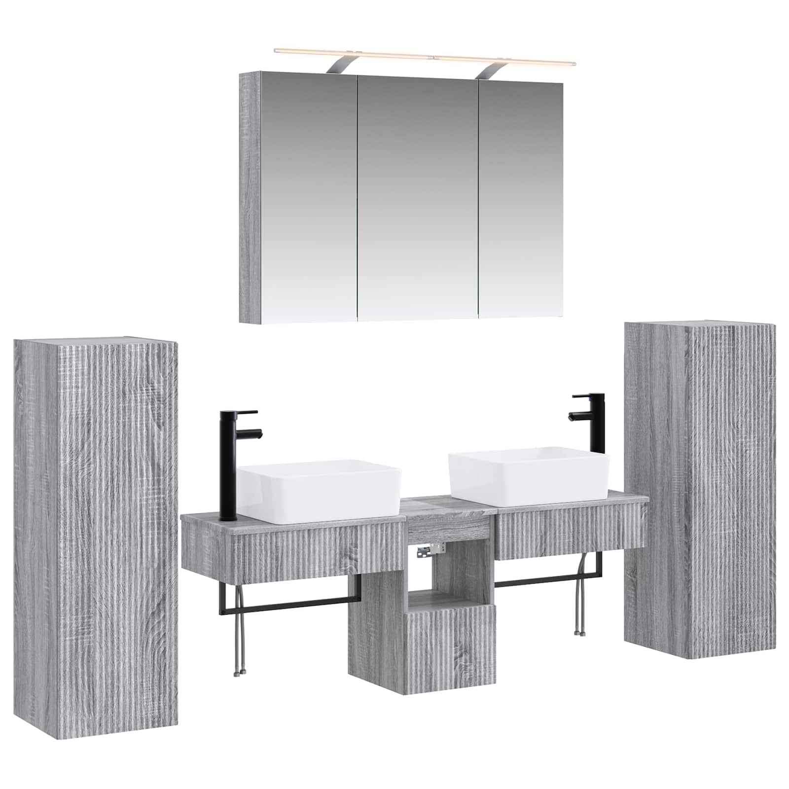 Komplet pohištva za kopalnico 6 pcs Siva Sonoma - slika 2