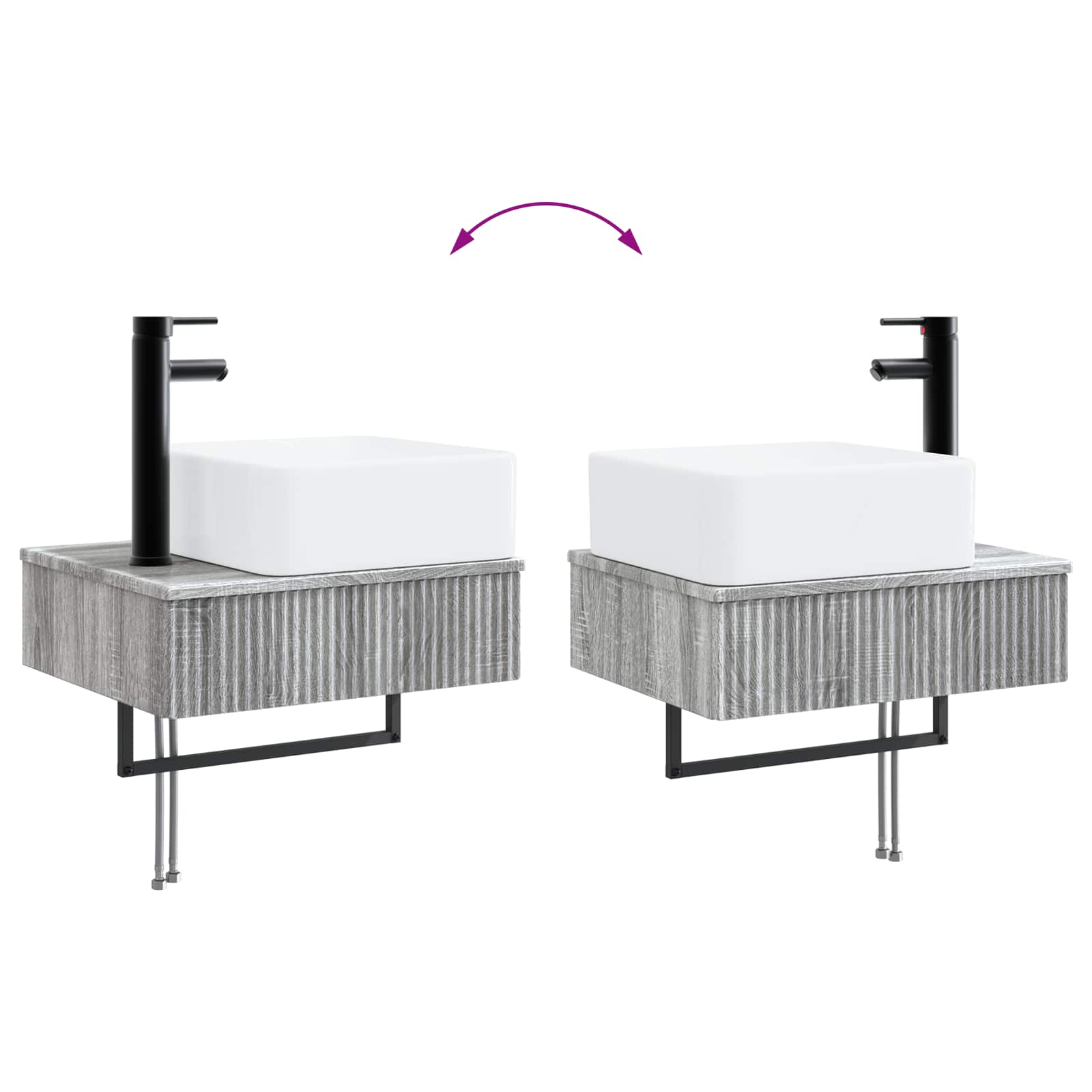 Komplet pohištva za kopalnico 6 pcs Siva Sonoma - slika 13