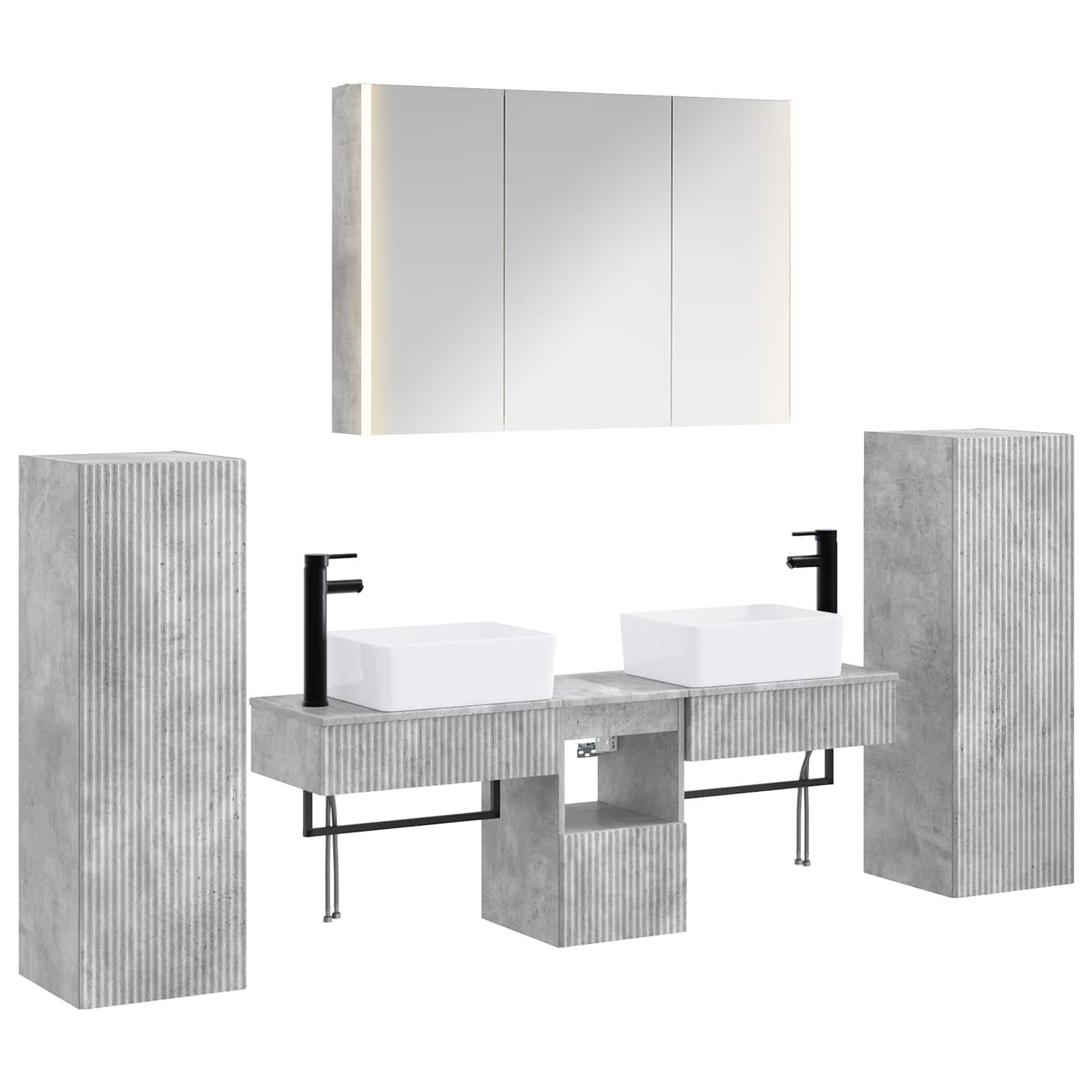 Komplet pohištva za kopalnico 6 pcs Betonsko siva - slika 2