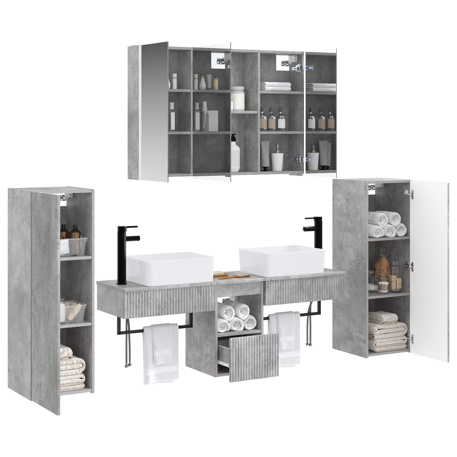Komplet pohištva za kopalnico 6 pcs Betonsko siva - slika 3