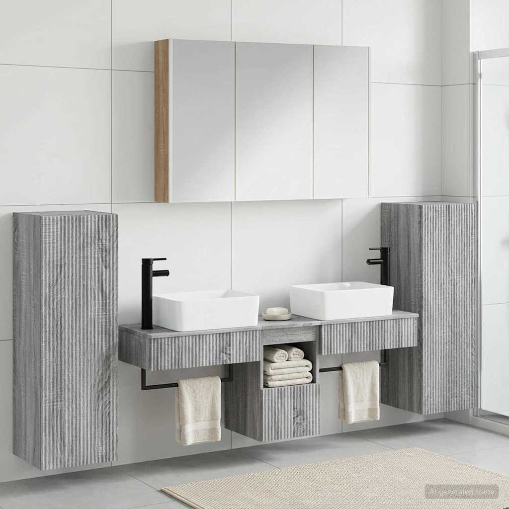 Komplet pohištva za kopalnico 6 pcs Siva Sonoma - slika 4