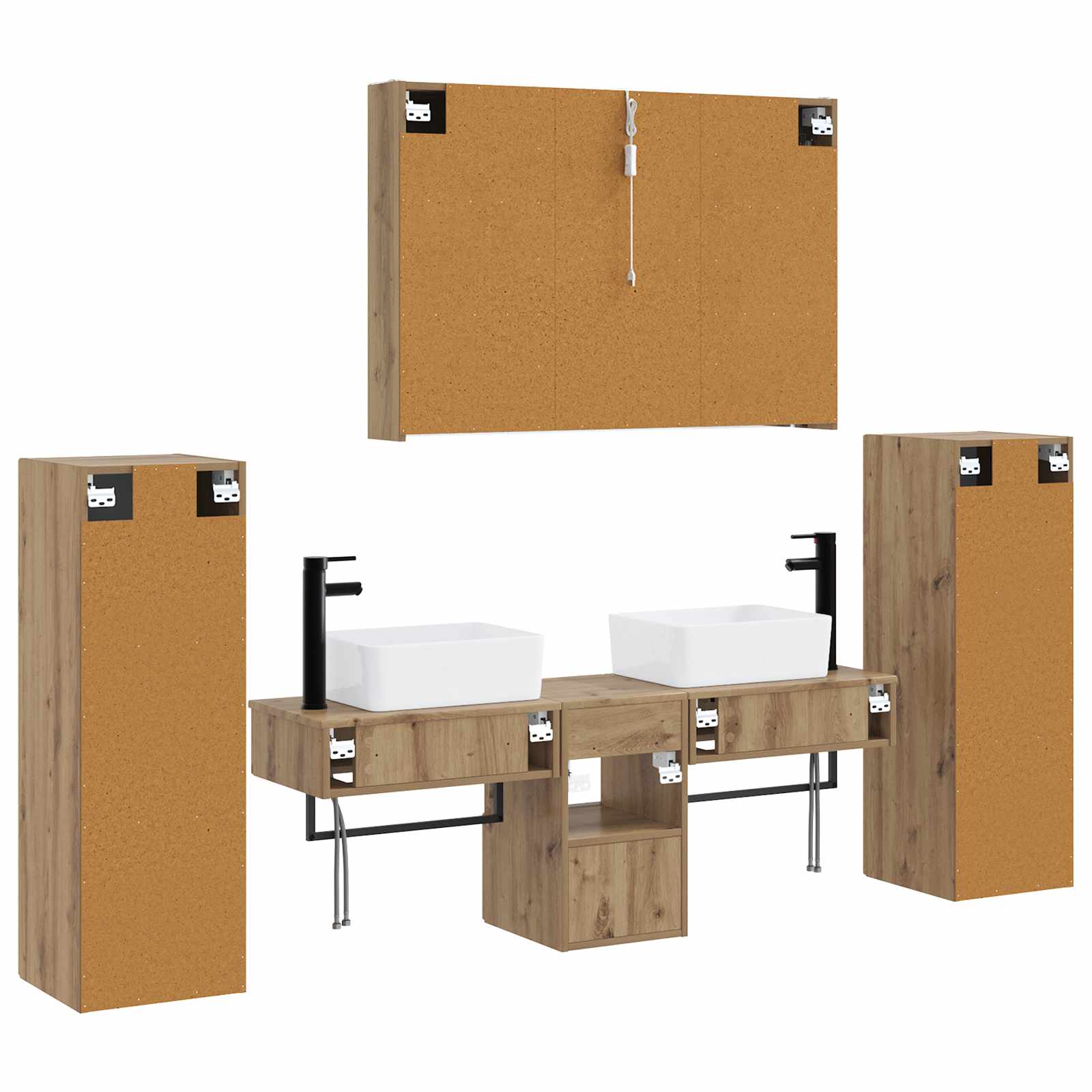 vidaXL Badezimmermöbel-Set 6 pcs Artisan-Eiche Ingenieurholz und Glas – Bild 7
