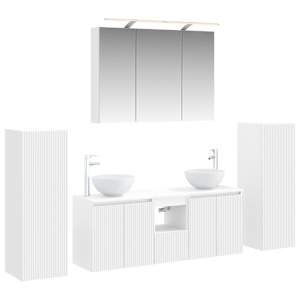 Sada koupelnového nábytku 6 pcs Bílá Kompozitní dřevo a sklo - obrázek 2