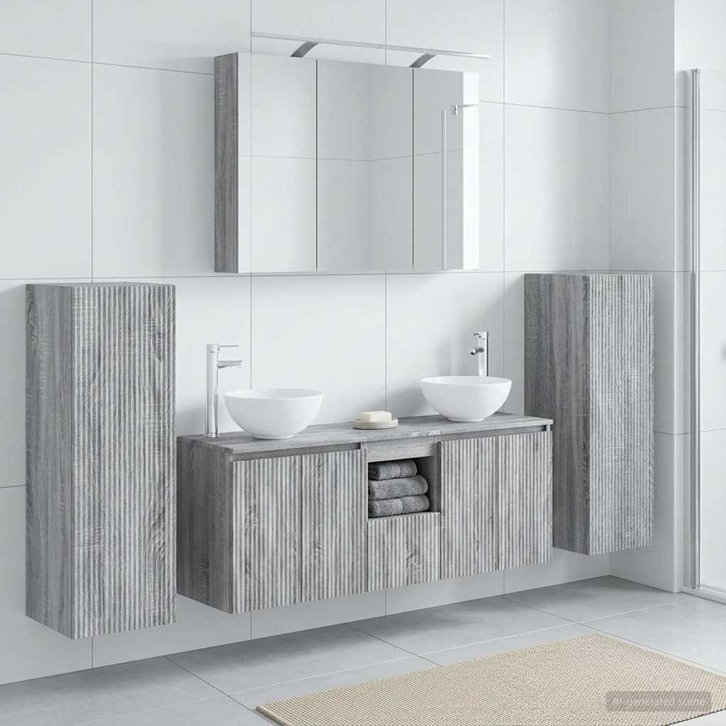 Komplet pohištva za kopalnico 6 pcs Siva Sonoma - slika 4