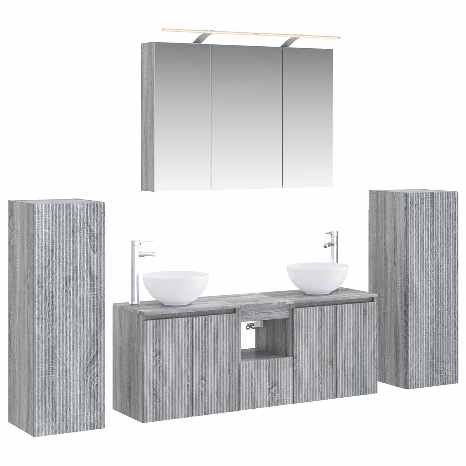Komplet pohištva za kopalnico 6 pcs Siva Sonoma - slika 2