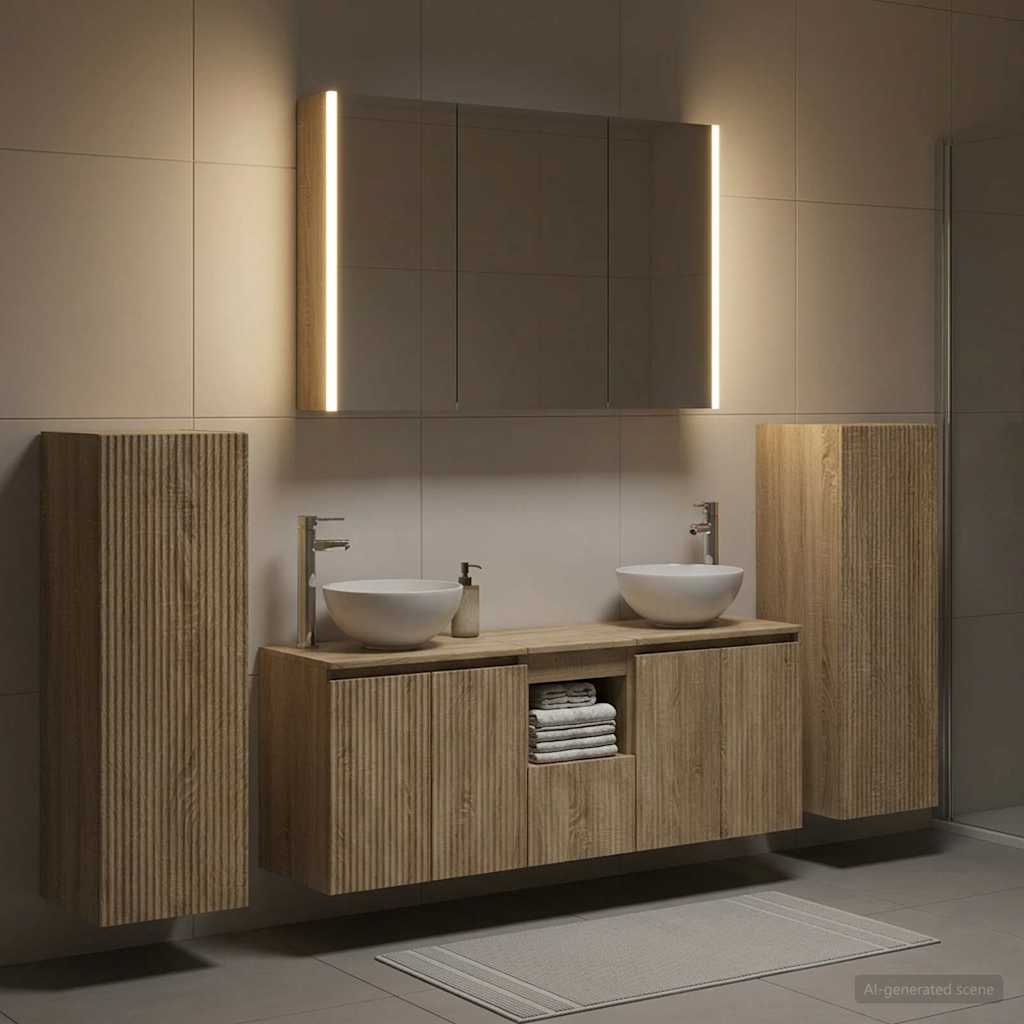 Komplet pohištva za kopalnico 6 pcs Sonoma hrast