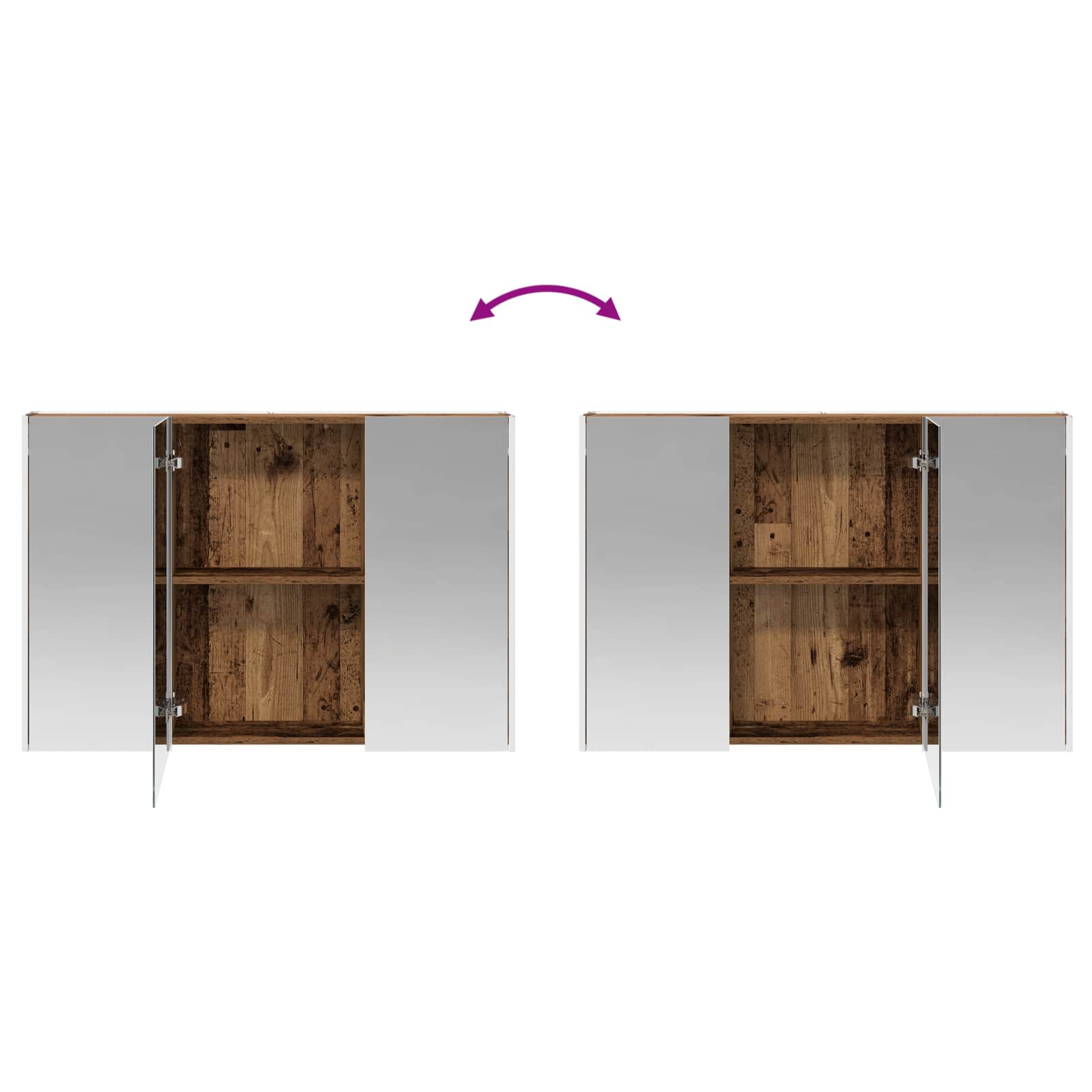Badrumsmöbelset 6 pcs Gammalt trä Konstruerat trä och glas