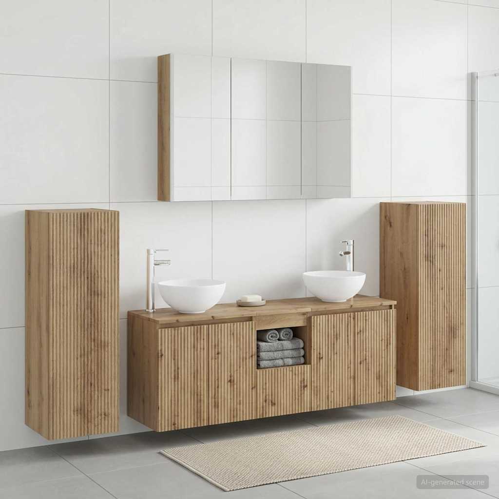 Komplet pohištva za kopalnico 6 pcs Artisan hrast - slika 4