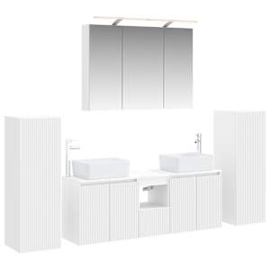 Sada koupelnového nábytku 6 pcs Bílá Kompozitní dřevo a sklo - obrázek 2