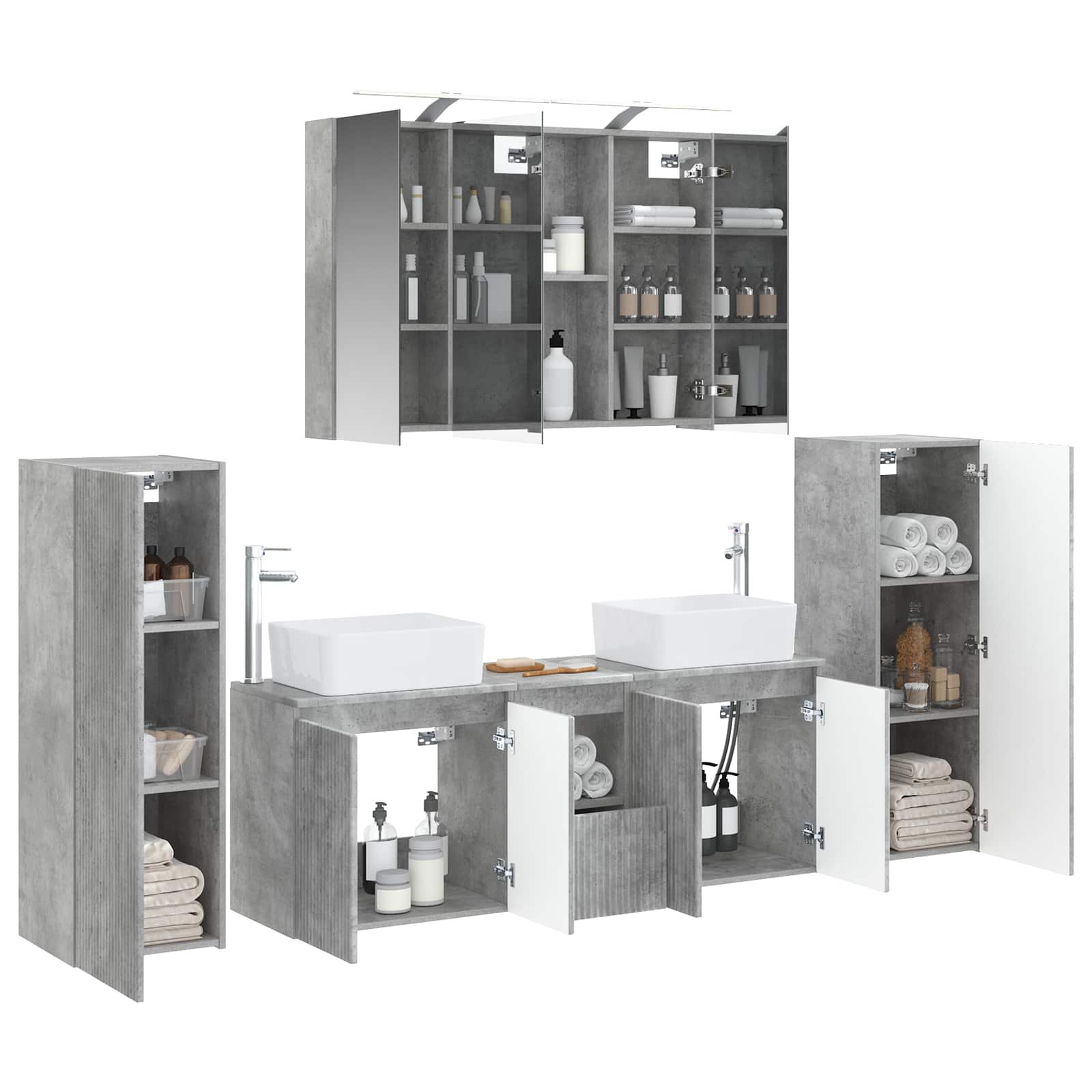 Komplet pohištva za kopalnico 6 pcs Betonsko siva - slika 3