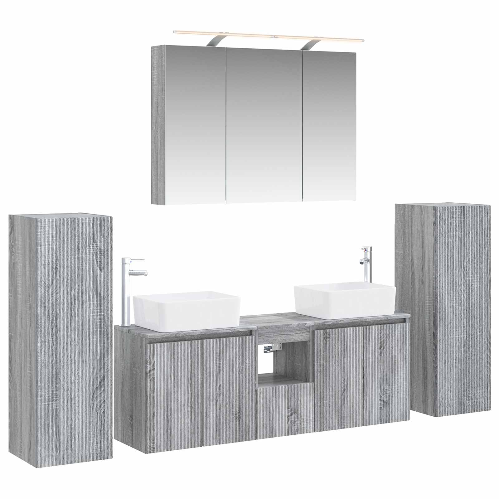 Komplet pohištva za kopalnico 6 pcs Siva Sonoma - slika 2