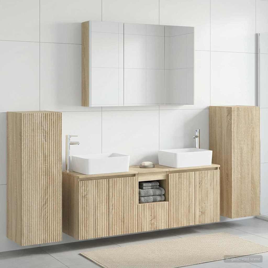 Komplet pohištva za kopalnico 6 pcs Sonoma hrast - slika 4