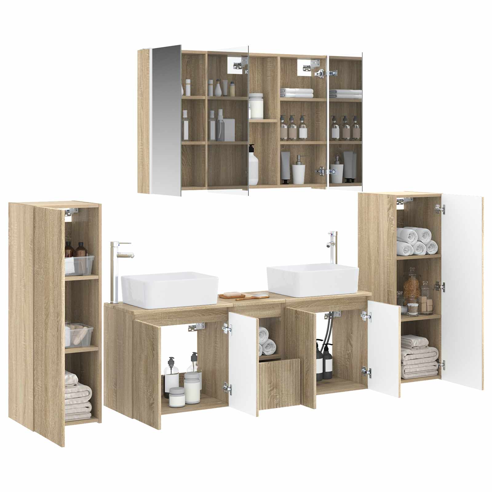 Komplet pohištva za kopalnico 6 pcs Sonoma hrast - slika 3