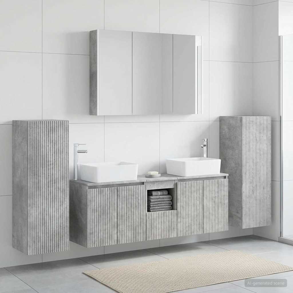 Komplet pohištva za kopalnico 6 pcs Betonsko siva