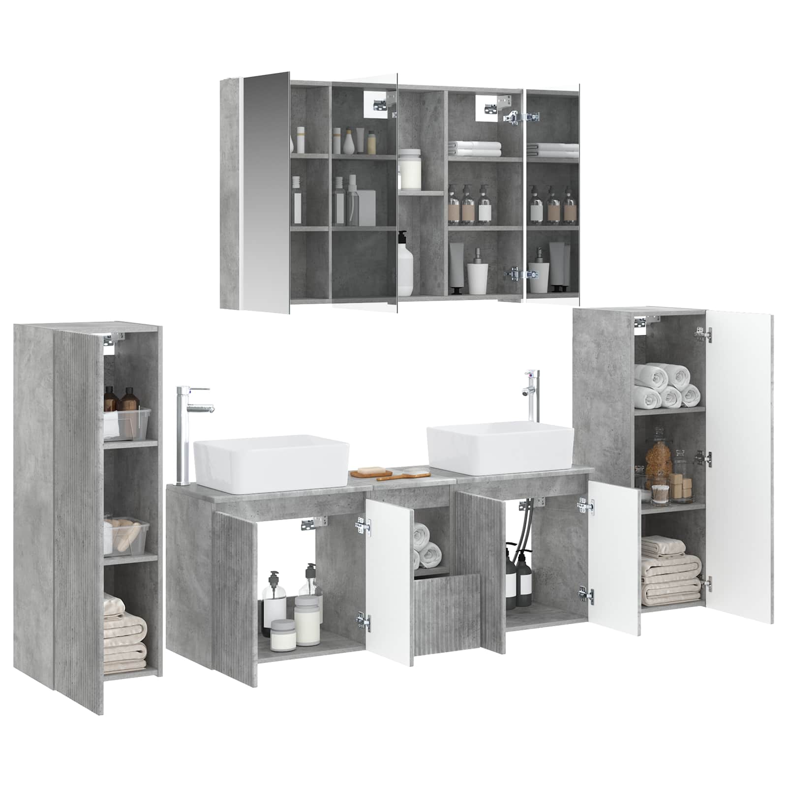 Komplet pohištva za kopalnico 6 pcs Betonsko siva - slika 3