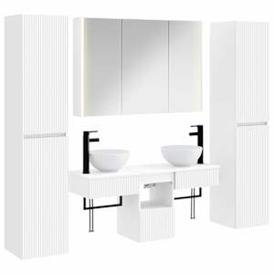 Sada koupelnového nábytku 6 pcs Bílá Kompozitní dřevo a sklo - obrázek 2