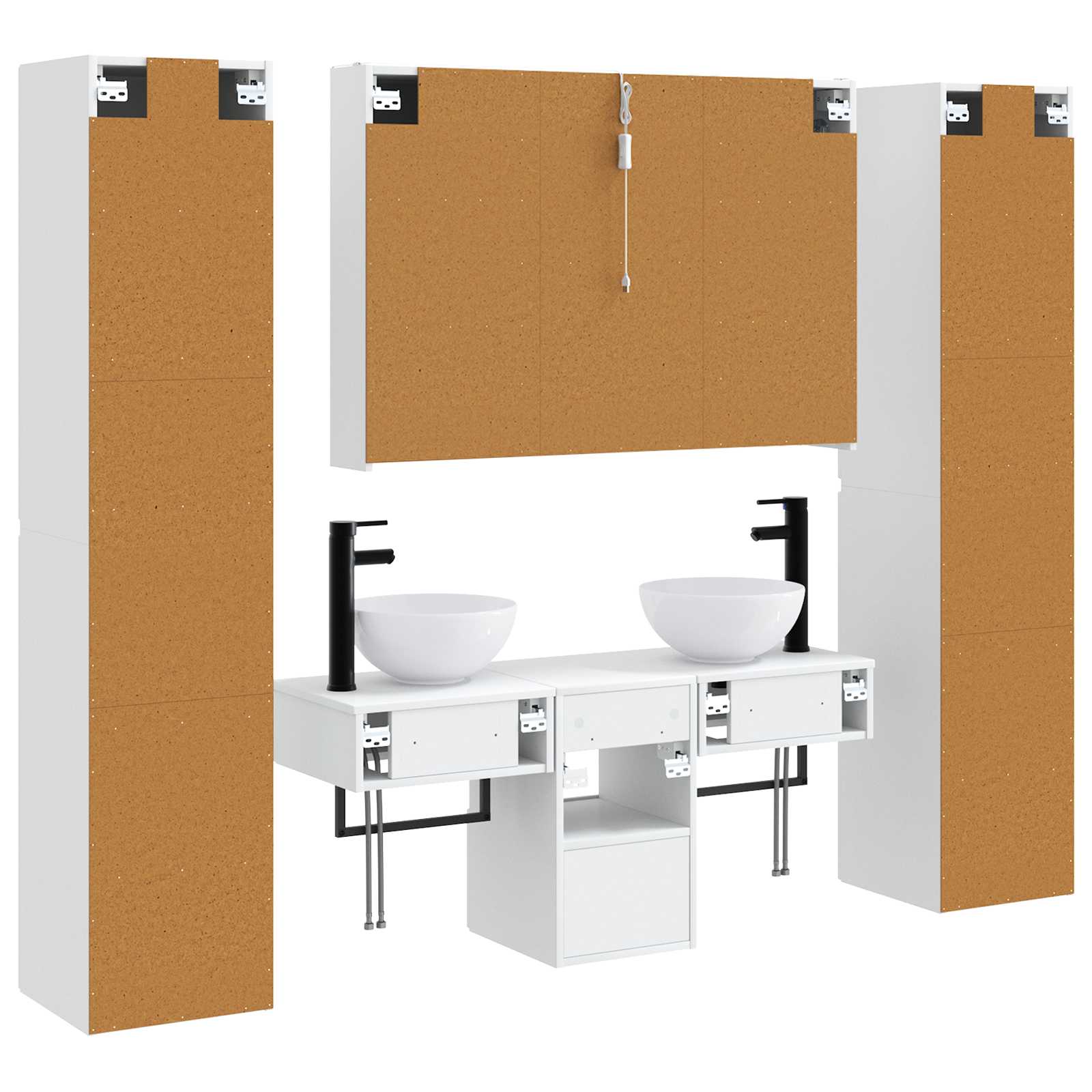 Komplet pohištva za kopalnico 6 pcs Bela - slika 9