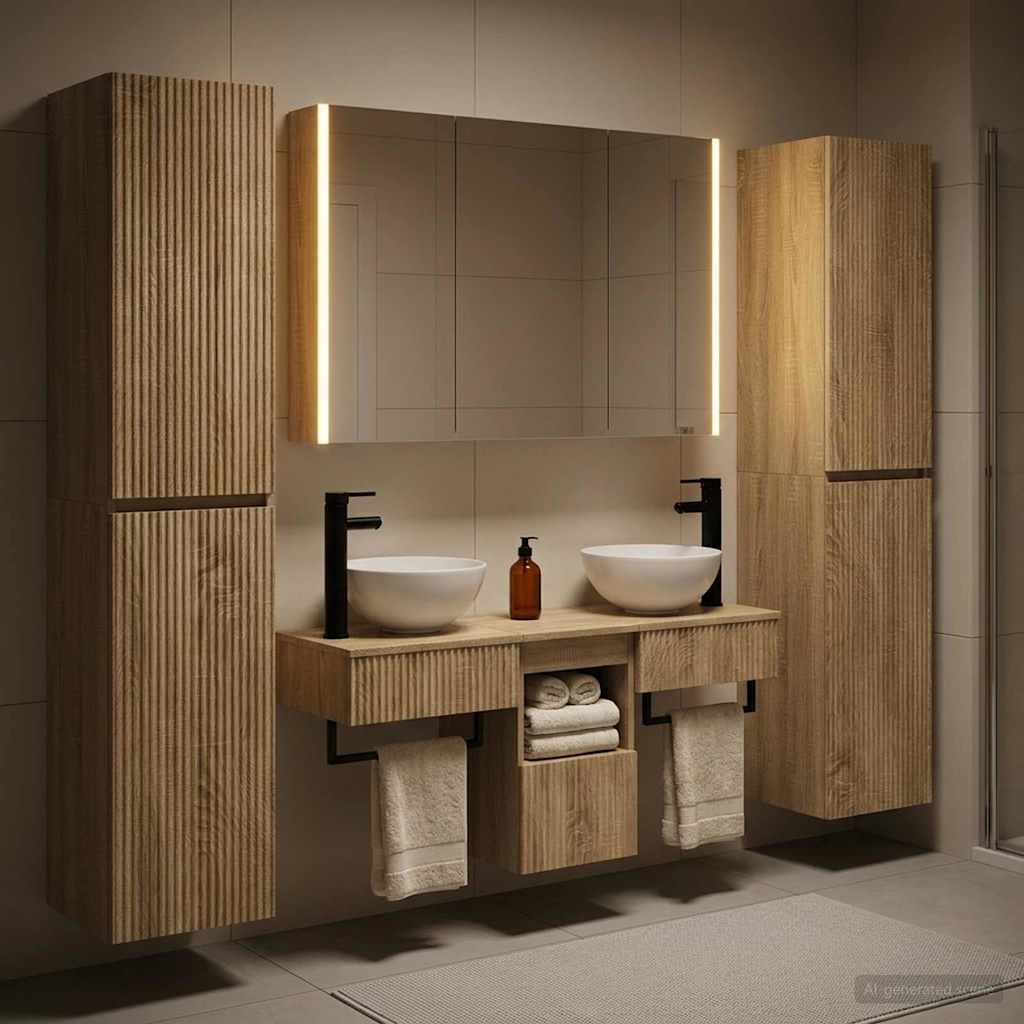Komplet pohištva za kopalnico 6 pcs Sonoma hrast