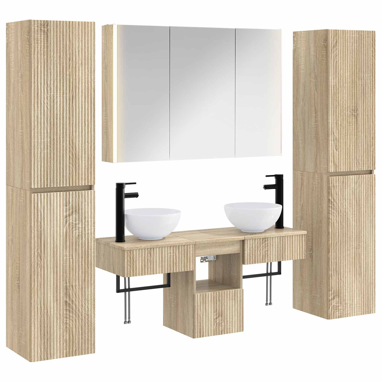 Komplet pohištva za kopalnico 6 pcs Sonoma hrast - slika 2