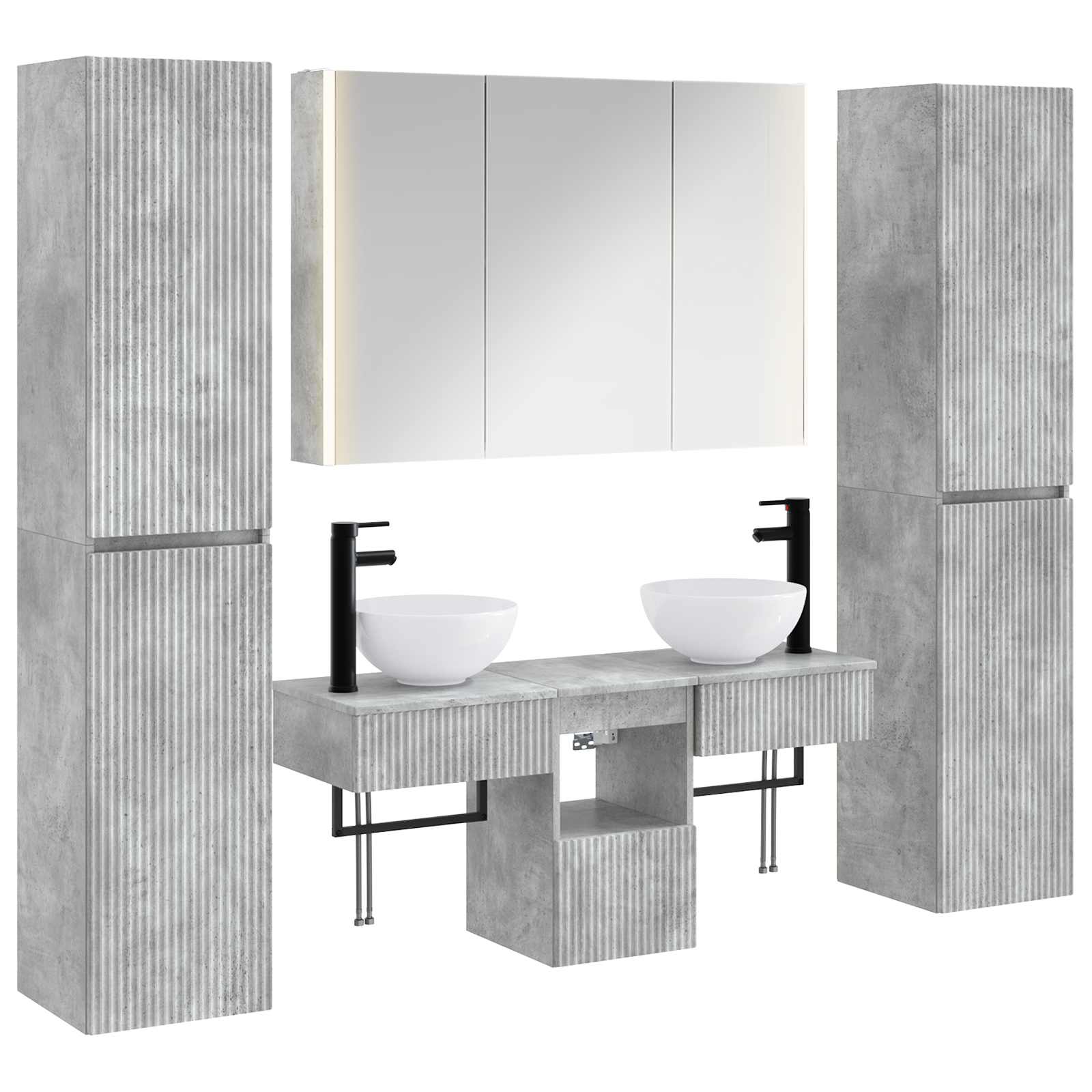 Komplet pohištva za kopalnico 6 pcs Betonsko siva - slika 2