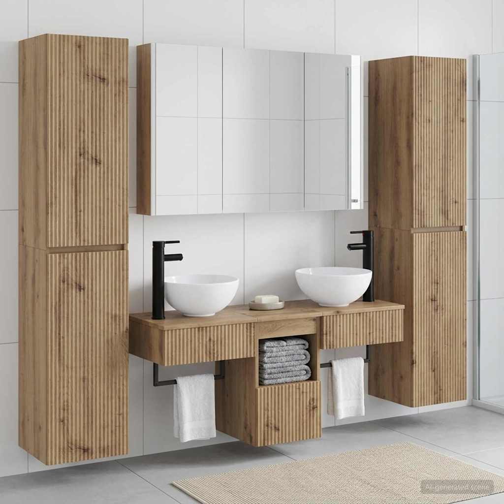 Komplet pohištva za kopalnico 6 pcs Artisan hrast