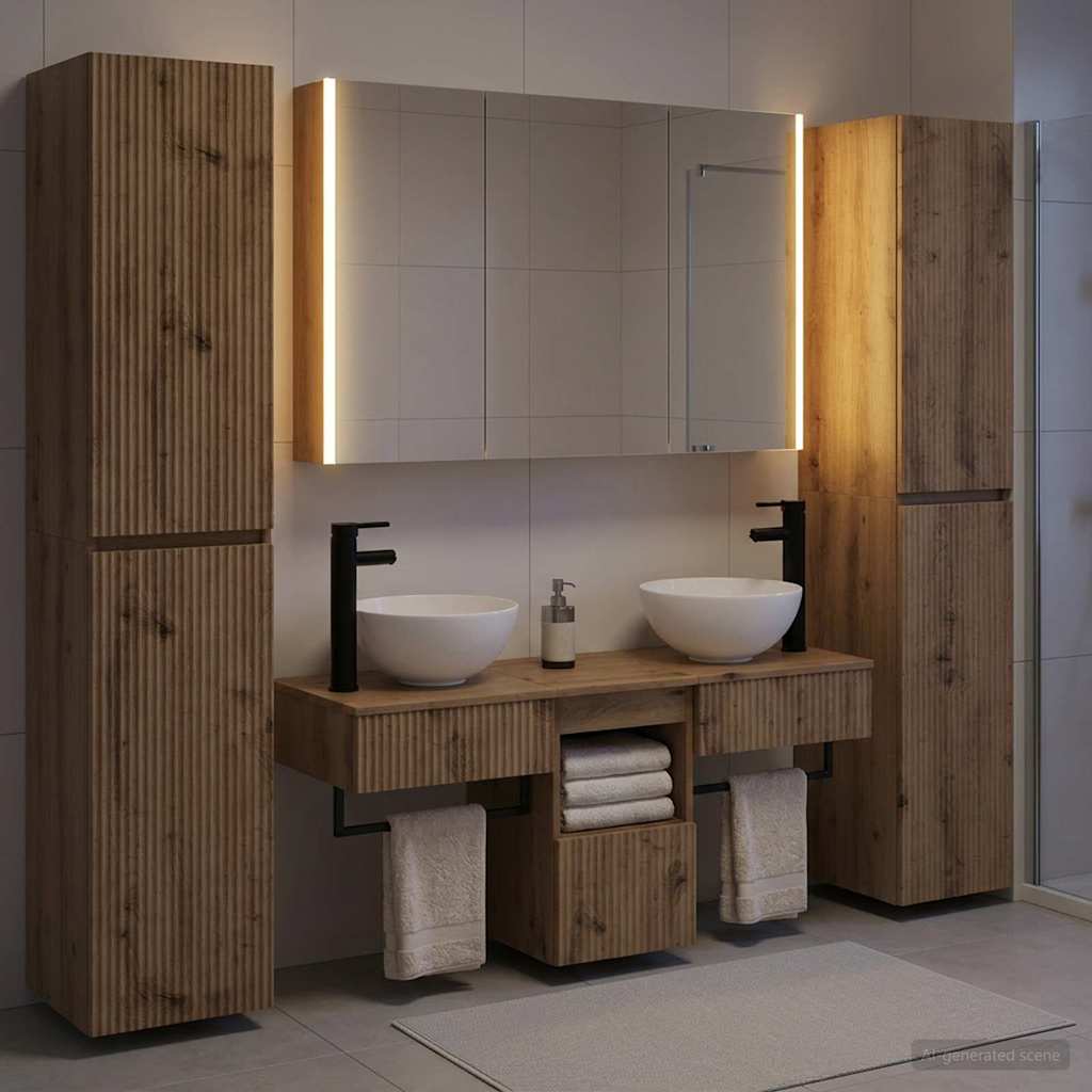 Komplet pohištva za kopalnico 6 pcs Artisan hrast - slika 4