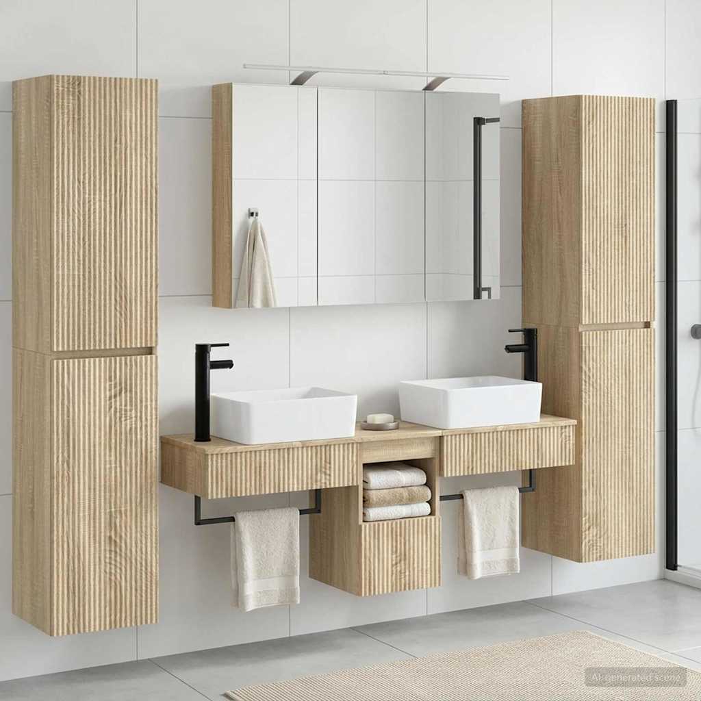 Komplet pohištva za kopalnico 6 pcs Sonoma hrast - slika 4