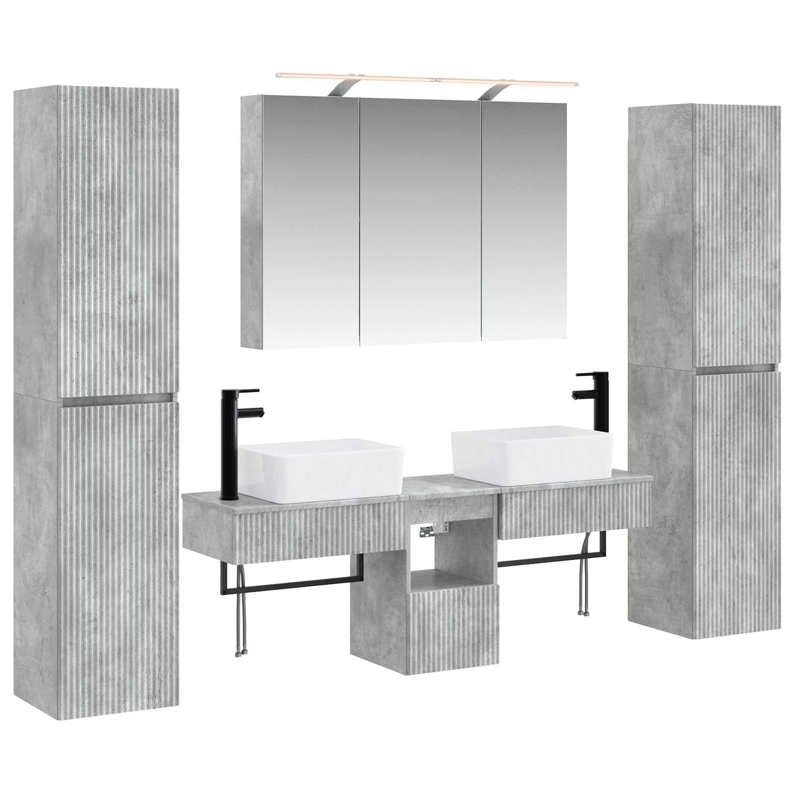 Komplet pohištva za kopalnico 6 pcs Betonsko siva - slika 2