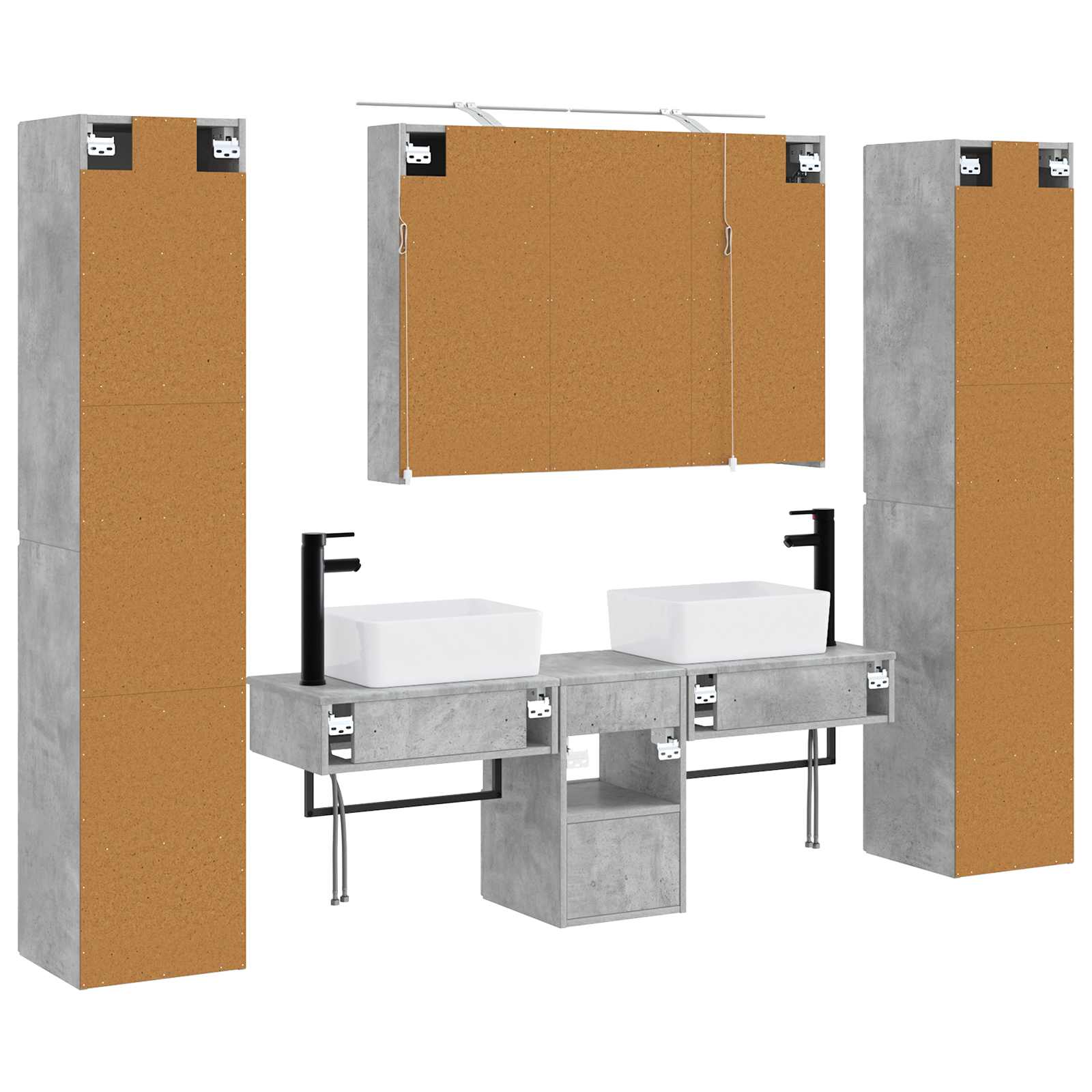 Komplet pohištva za kopalnico 6 pcs Betonsko siva - slika 9