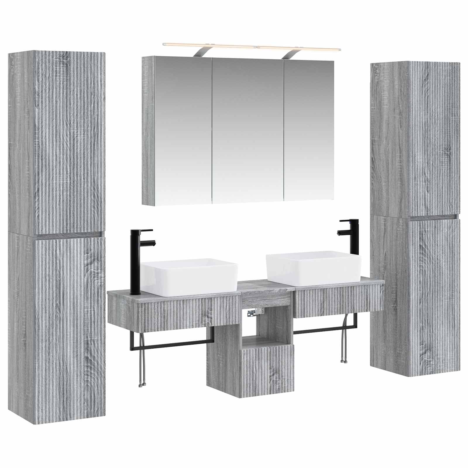 Komplet pohištva za kopalnico 6 pcs Siva Sonoma - slika 2