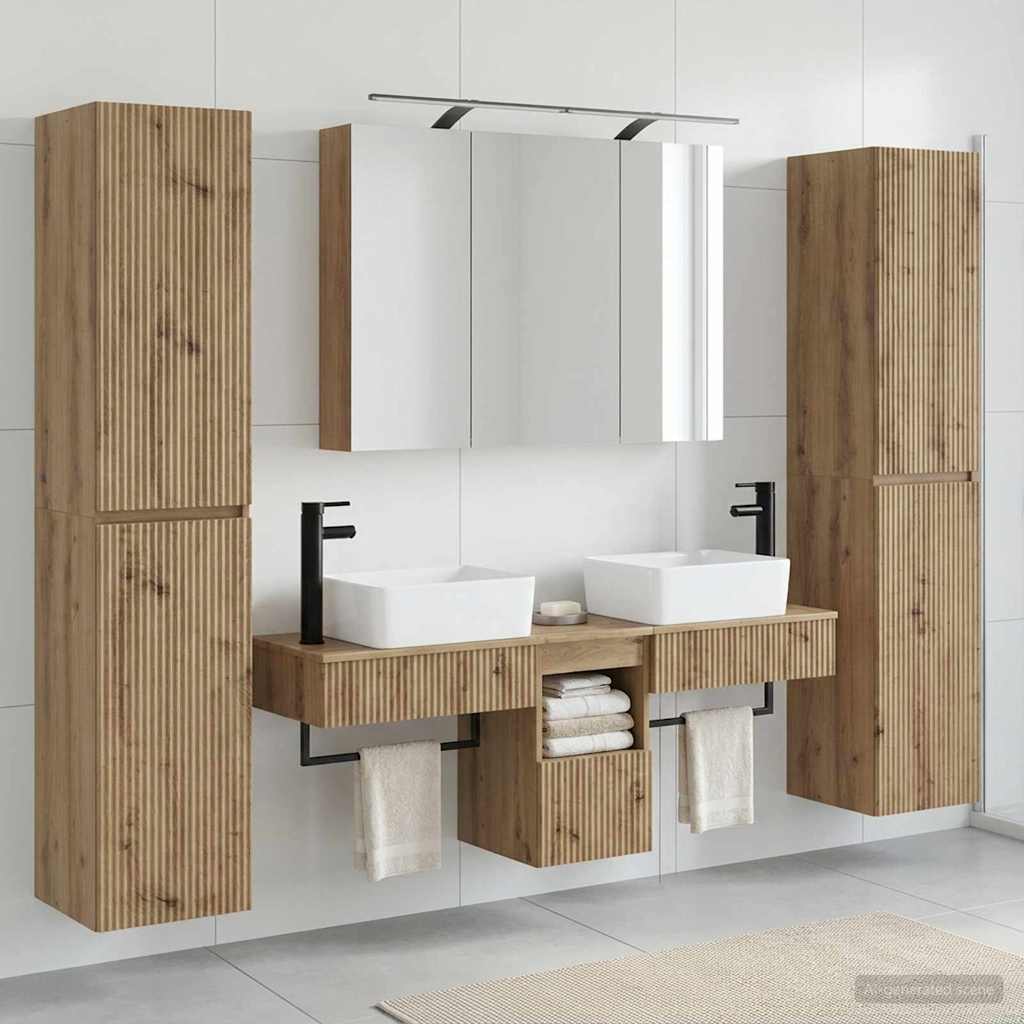 Komplet pohištva za kopalnico 6 pcs Artisan hrast - slika 4