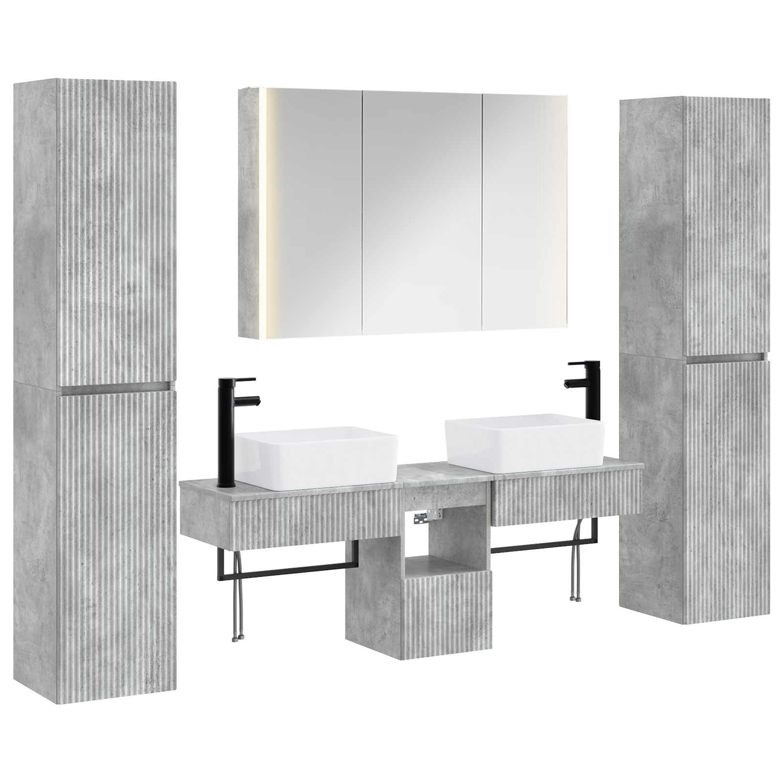 Komplet pohištva za kopalnico 6 pcs Betonsko siva - slika 2