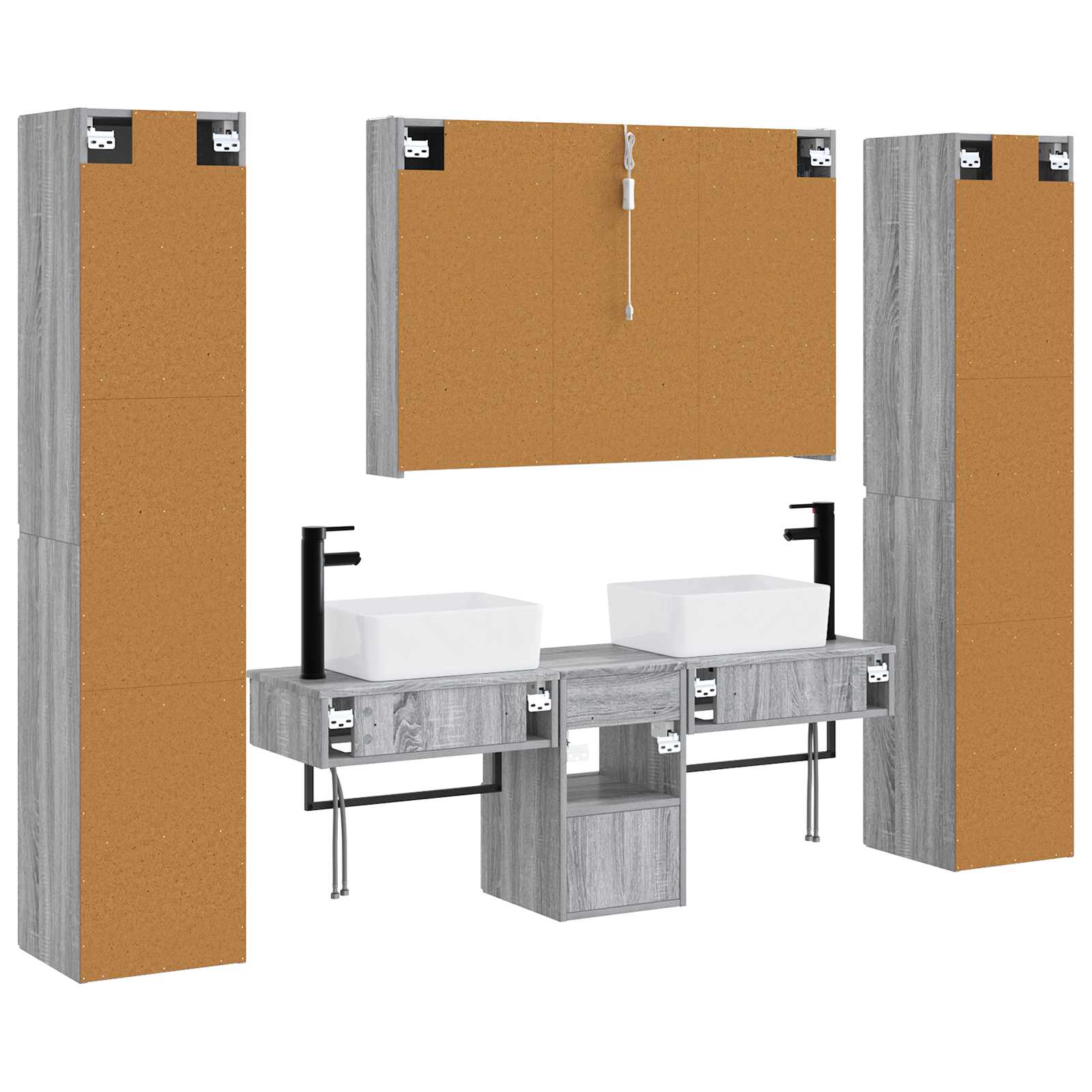 Komplet pohištva za kopalnico 6 pcs Siva Sonoma - slika 9