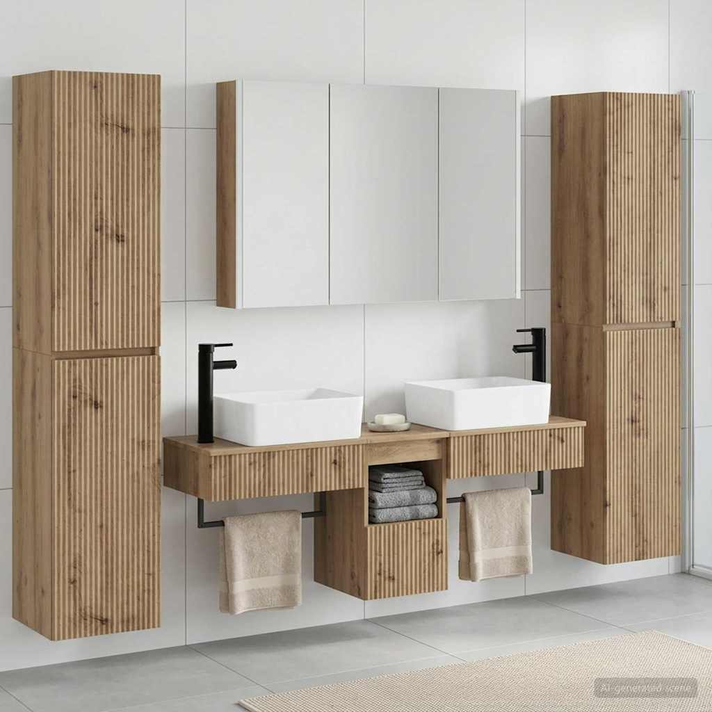 Komplet pohištva za kopalnico 6 pcs Artisan hrast - slika 4