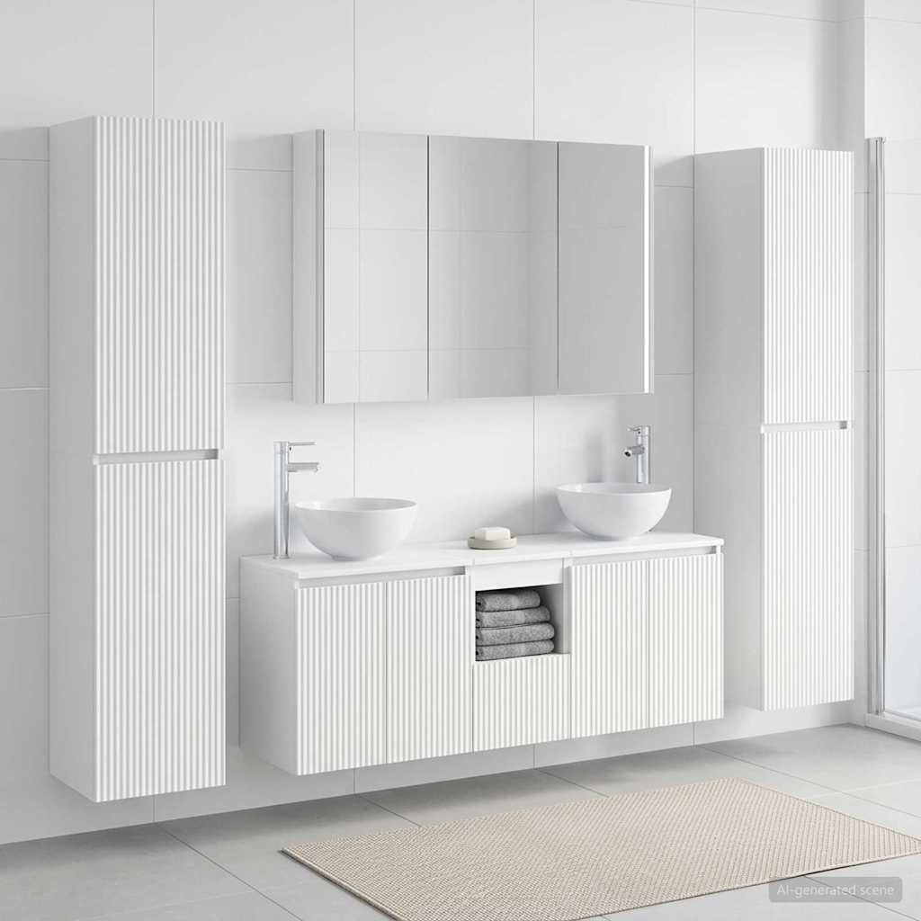 Komplet pohištva za kopalnico 6 pcs Bela - slika 4