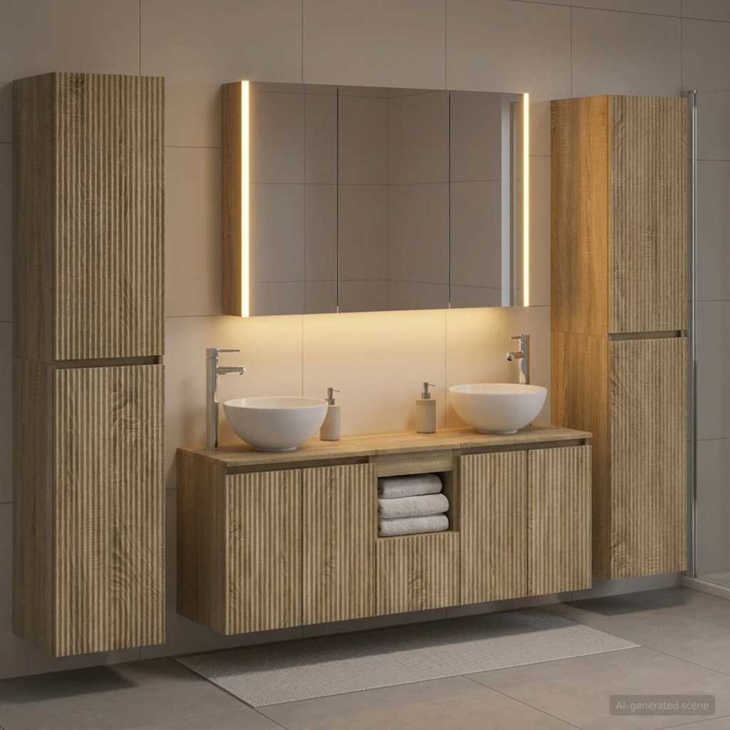 Komplet pohištva za kopalnico 6 pcs Sonoma hrast - slika 4