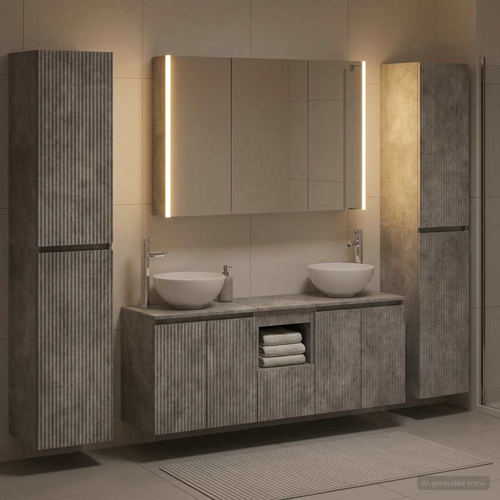 Komplet pohištva za kopalnico 6 pcs Betonsko siva - slika 4