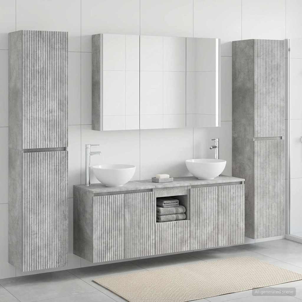 Komplet pohištva za kopalnico 6 pcs Betonsko siva