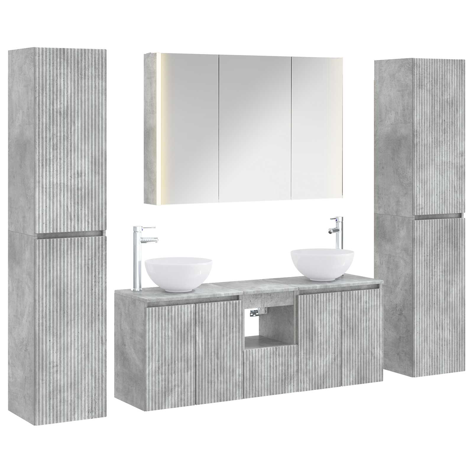 Komplet pohištva za kopalnico 6 pcs Betonsko siva - slika 2